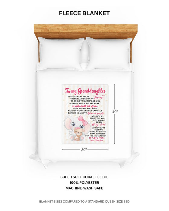 Personalized To My Granddaughter Blanket From Grandparents Never Give Up Cute Elephant  Custom Name Christmas Gifts