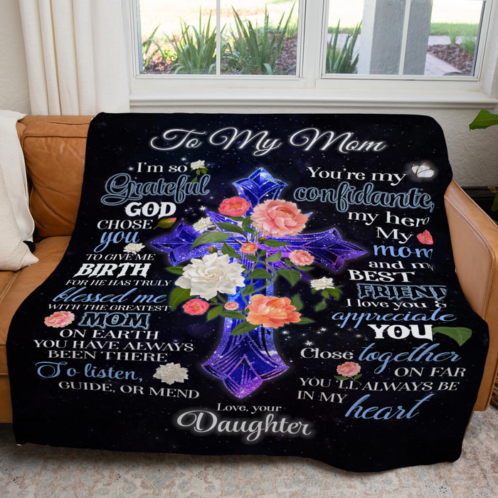 Personalized Jesus Floral Fleece Blanket To My Mom From Daughter Faith Christ Sherpa Blanket Customized Name