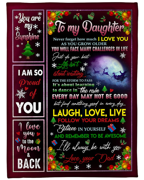 Personalized To My Daughter Blanket From Mommy Daddy Snowflake Reindeer Laugh Love Live Custom Name Gifts For Christmas