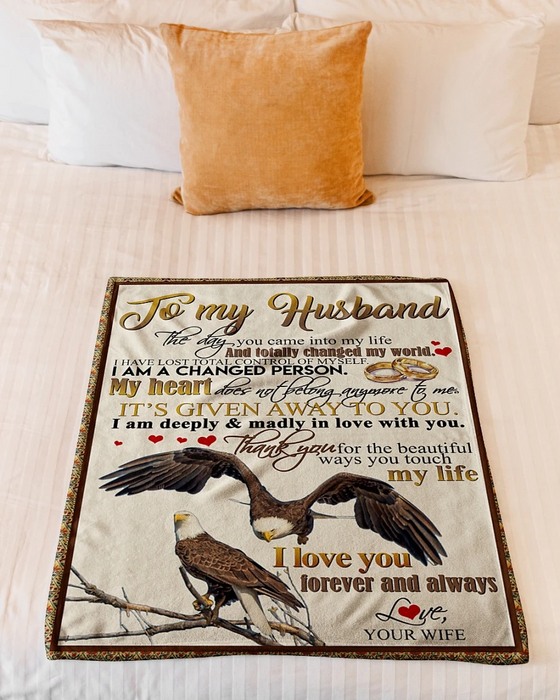 Personalized To My Husband Fleece Blanket From Wife With Design Eagles And Ring Couple Given Away To You Custom Names