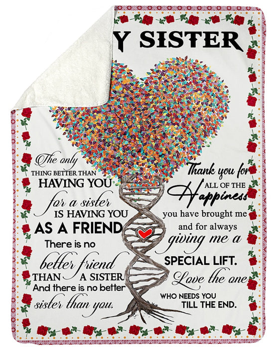 Personalized To My Bestie Sister Blanket From Bff Friend Dna Tree Thank You For All The Happiness Custom Name Xmas Gifts
