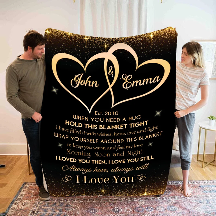 Personalized Valentines Blanket For Wife Husband Couple I Love You Then I Love You Still Monogram Heart Custom Names