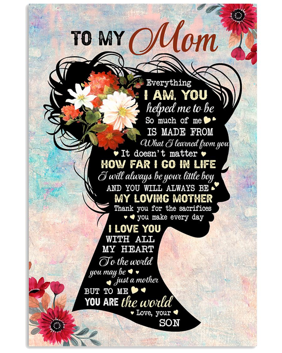 Personalized Canvas Wall Art For Mommy From Kids Flowers Women Silhouette Wordart Custom Name Poster Prints Home Decor