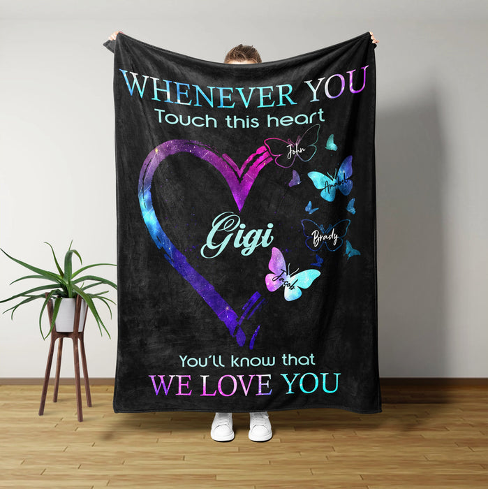 Personalized To My Grandma Blanket From Grandkids Gigi Colorful Butterflies Heart Custom Name Gifts For Christmas