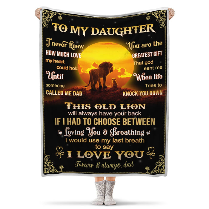 Personalized To My Daughter You Are The Greatest Blanket Gifts From Dad Lion Family In The Sunset Printed Blanket