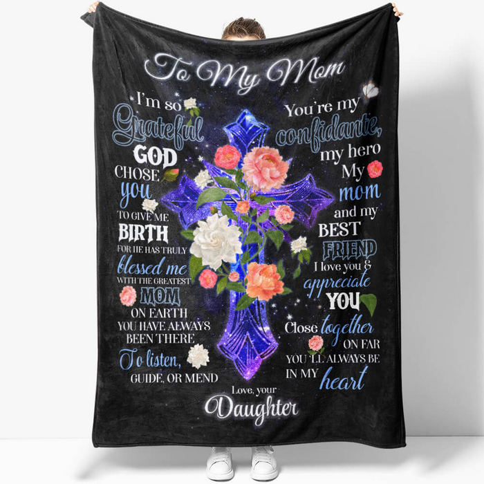 Personalized Jesus Floral Fleece Blanket To My Mom From Daughter Faith Christ Sherpa Blanket Customized Name