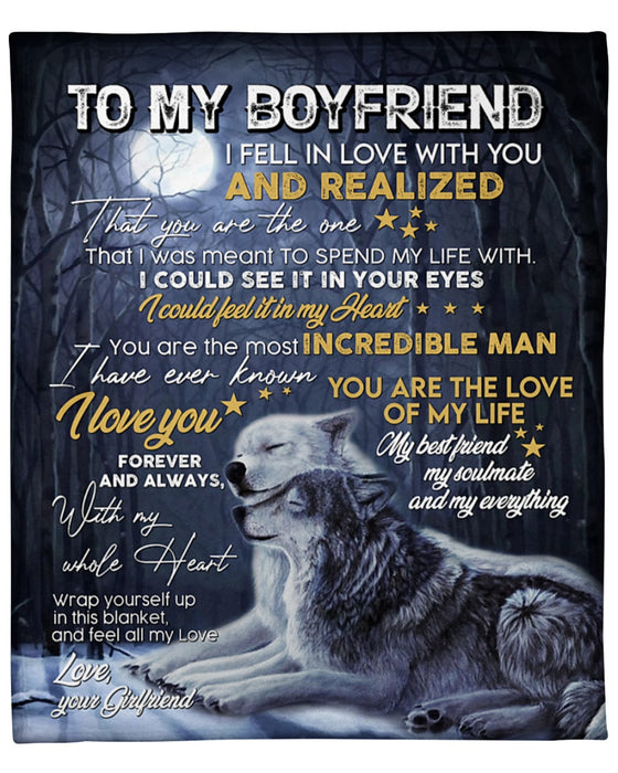 Personalized To My Boyfriend Blanket From Girlfriend Wolf I Could See It In Your Eyes Custom Name Gifts For Christmas