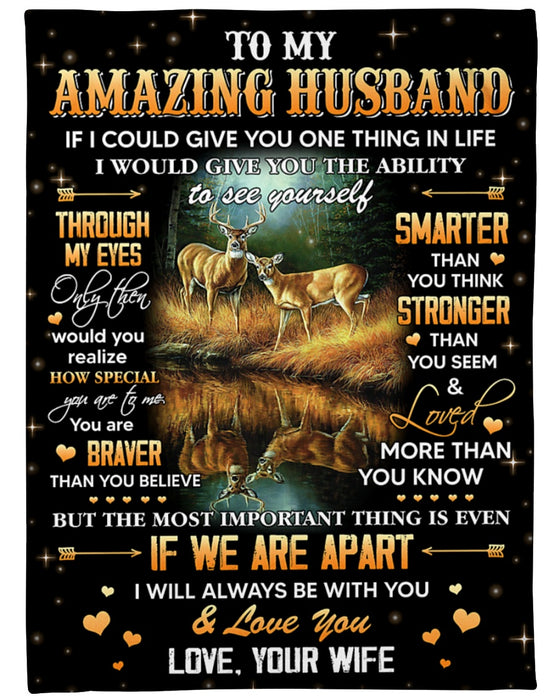 Personalized Blanket To My Husband From Wife Always Be With You Deer Couple Print Star Night Background Custom Name