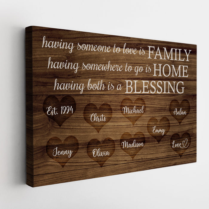 Personalized Canvas Wall Art Gifts For Family Having Someone To Love Is Family Custom Name Poster Prints Wall Decor