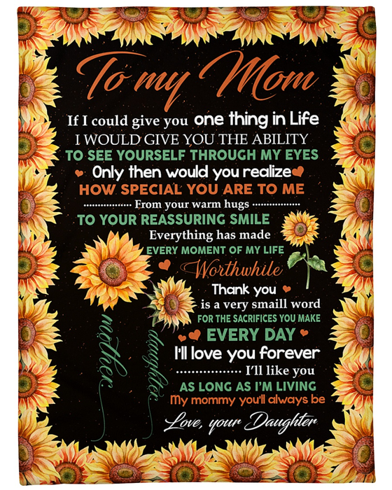 Personalized Blanket To My Mom From Daughter Love You Forever Sunflower Frame Star Night Design Custom Name