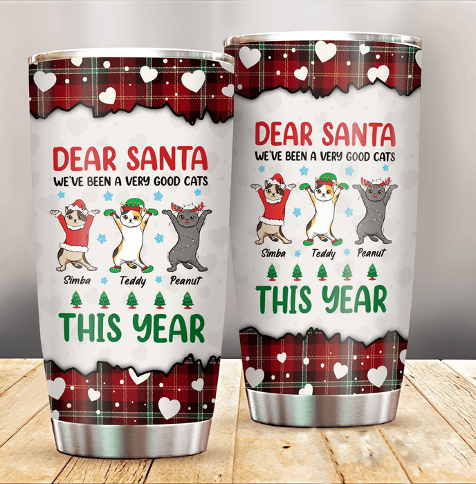 Personalized Tumbler Gifts For Cat Owners We've Been Very Awesome Cats This Year Custom Name Travel Cup For Christmas
