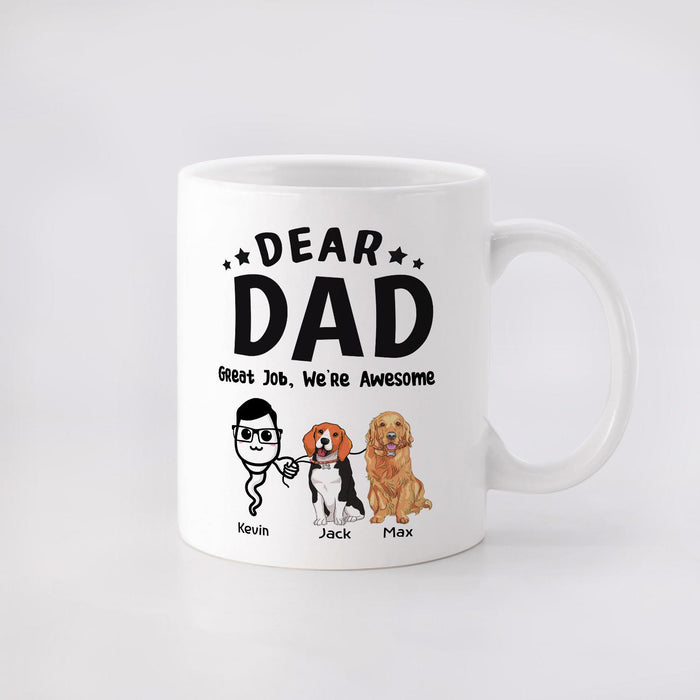 Personalized Ceramic Coffee Mug For Dog Dad  We're Awesome Funny Sperm & Naughty Dog Print Custom Name 11 15oz Cup