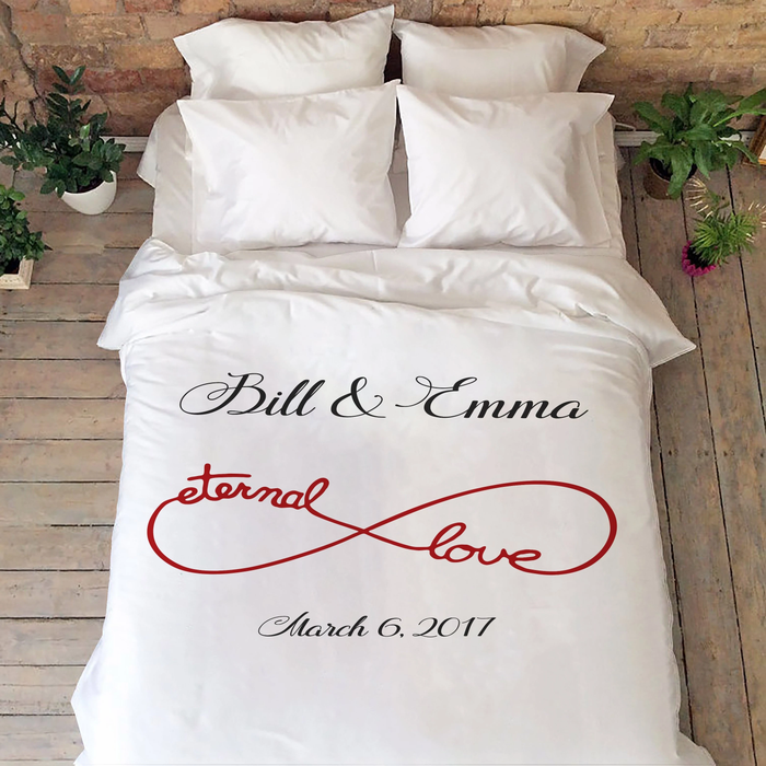 Personalized White Fleece Blanket For Couple On Valentines Eternal Love Blanket Custom Name & Date