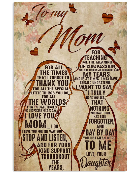 Personalized Canvas Wall Art For Mom From Daughter Your Support Throughout The Years Custom Name Poster Print Home Decor
