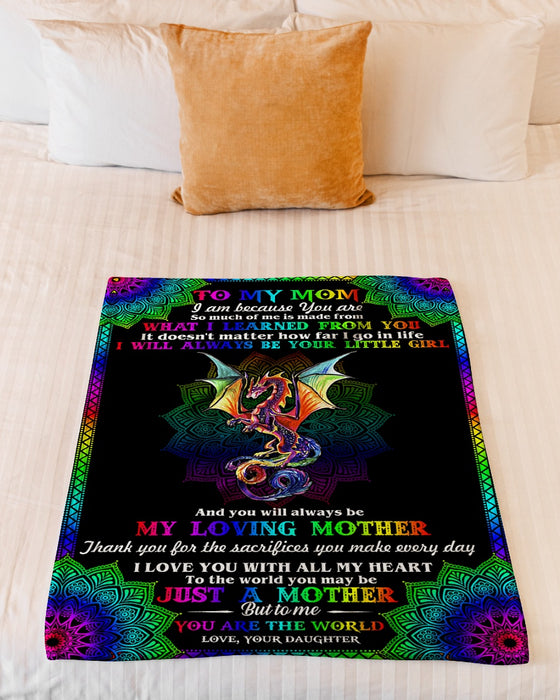 Personalized To My Mom Rainbow Color Dragon Mandala Blanket From Daughter You Will Always Be My Loving Mother