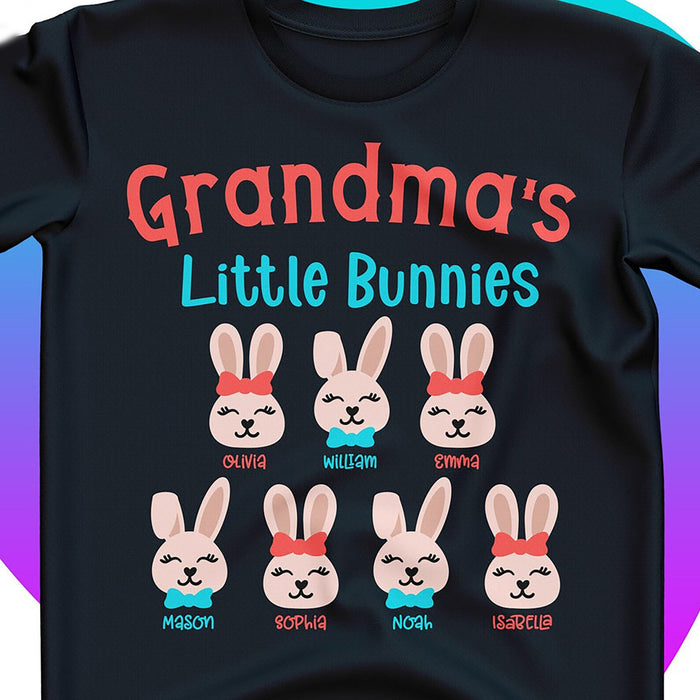 Personalized T-Shirt Grandma'S Little Bunnies Cute Bunny Printed Custom Grandkids Name Easter Day Shirt