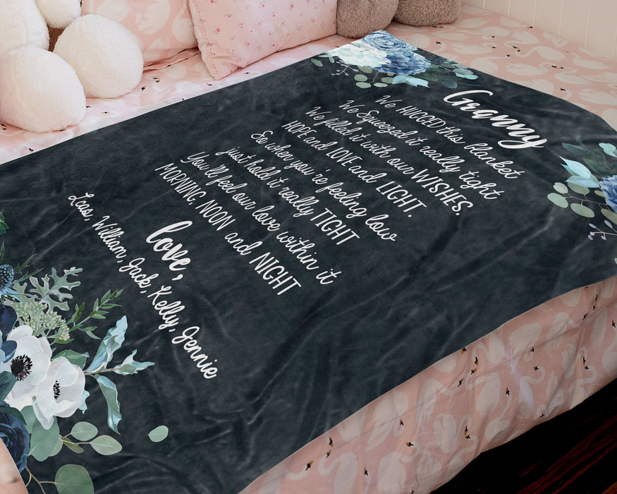 Personalized To My Grandma Blanket From Grandkids Floral Granny Hope & Love & Light Custom Name Gifts For Christmas