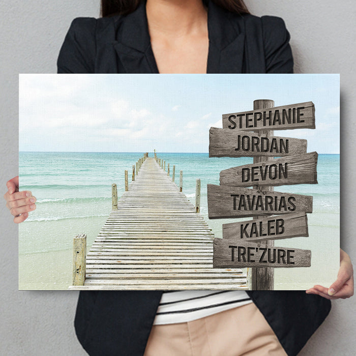 Personalized Canvas Wall Art Gifts For Family Street Signs Lake Dock Wooden Bridge Custom Name Poster Prints Wall Decor