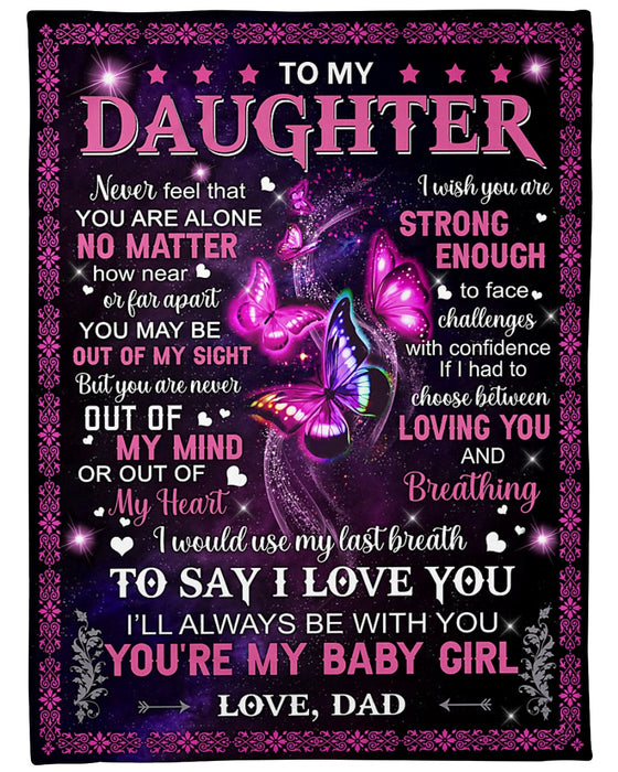 Personalized Blanket To My Daughter From Dad Butterfly Print Galaxy Background Custom Name