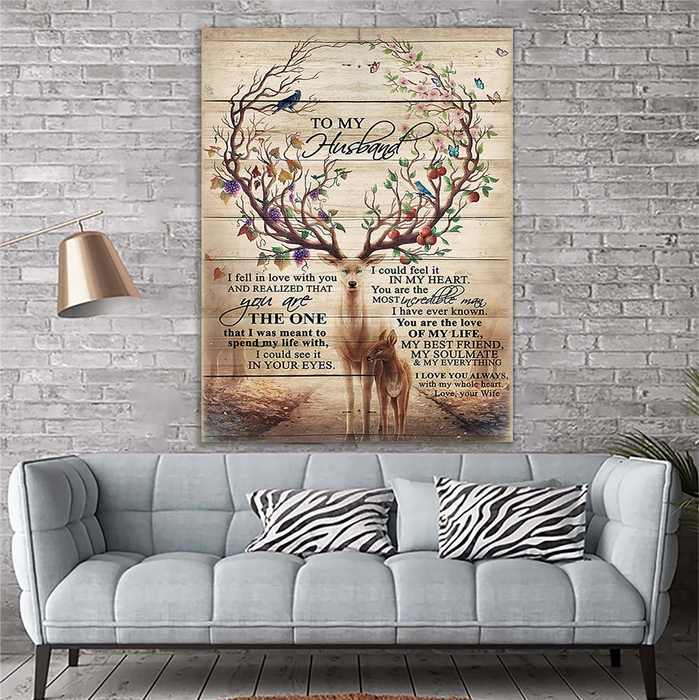 Personalized To My Husband Canvas Wall Art From Wife Deer Couple I Fell In Love With You Custom Name Poster Prints