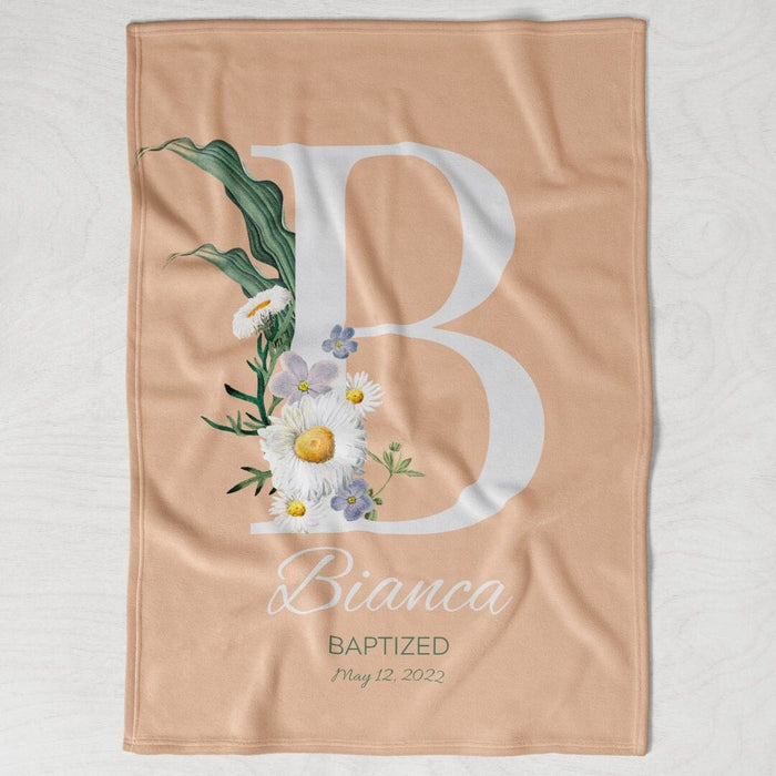 Personalized To My Goddaughter Blanket From Godmother Flower Initial Monogram Design Custom Name Baptism Gifts For Baby