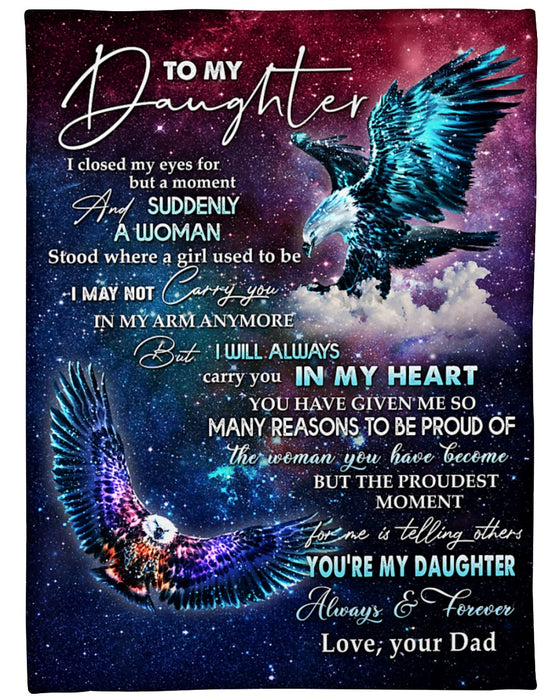 Personalized Blanket To My Daughter From Mom I Closed My Eyes For Eagle Print Galaxy Background Custom Name