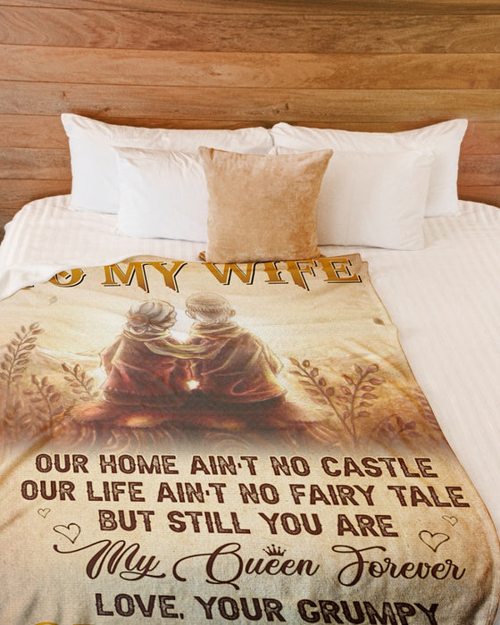 Personalized Blanket To My Wife From Husband Ain't No Castle Old Couple Under The Sunset Rustic Design Custom Name