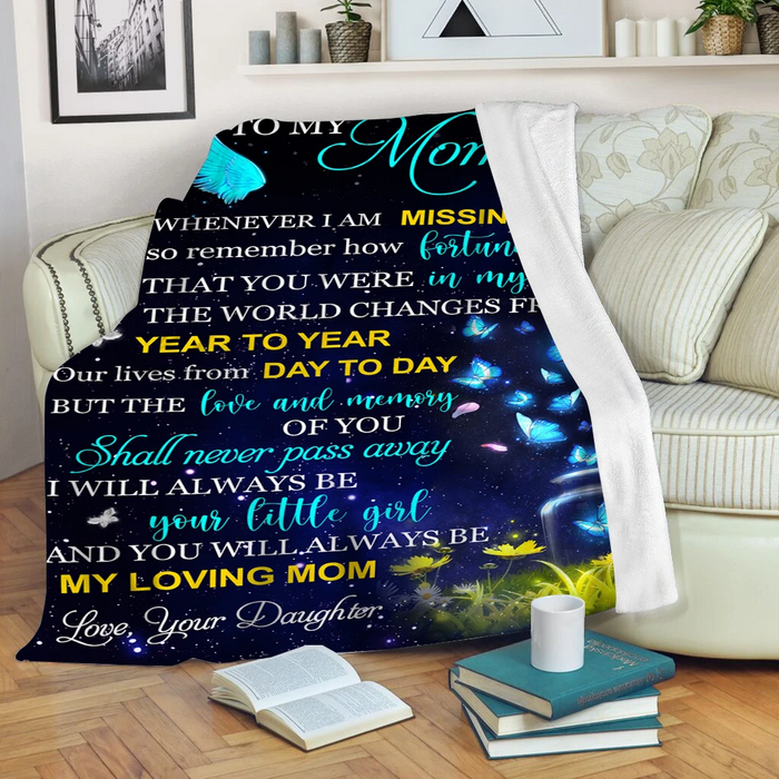 Personalized Memorial Blanket To My Mom In Heaven On Mothers Day Sympathy Butterfly Blankets Custom Name