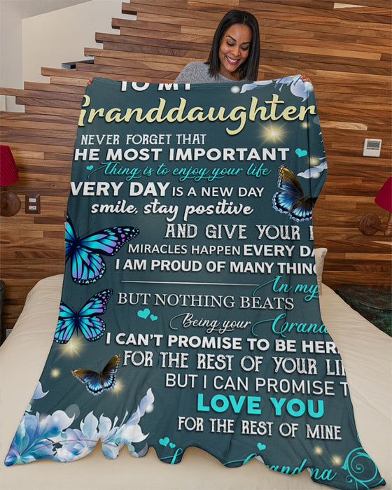 Personalized Blanket To My Granddaughter From Grandma Promise Love You For Butterfly And Flower Design Custom Name