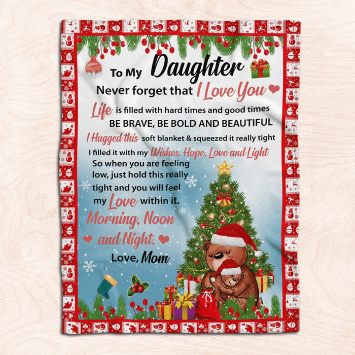 Personalized To My Daughter Blanket From Daddy Mommy Bear Stocking Snowflakes Custom Name Gifts For Christmas