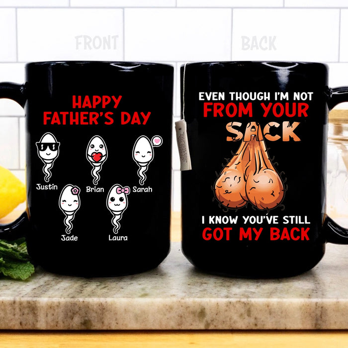 Personalized Ceramic Mug For Bonus Dad Still Got My Back Funny Sack Sperm Print Custom Kids Name 11 15oz Cup