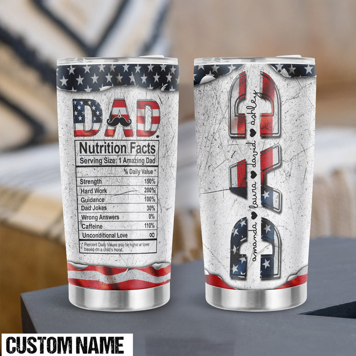 Personalized To My Daddy Tumbler From Son Daughter American Flag Monogram Custom Name 20oz Travel Cup Gifts For Birthday