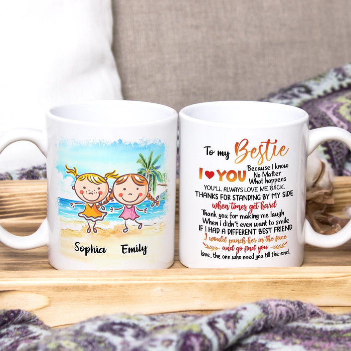 Personalized Ceramic Coffee Mug For Bestie BFF I Would Punch Her Cute Funny Girls Print Custom Name 11 15oz Cup