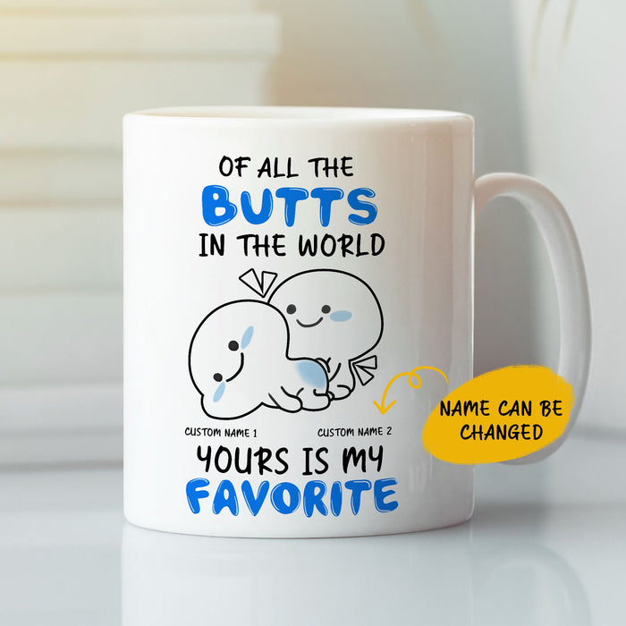 Personalized Coffee Mug Gifts For Him Her Couple Funny Of All The Butts In The World Custom Name White Cup For Christmas