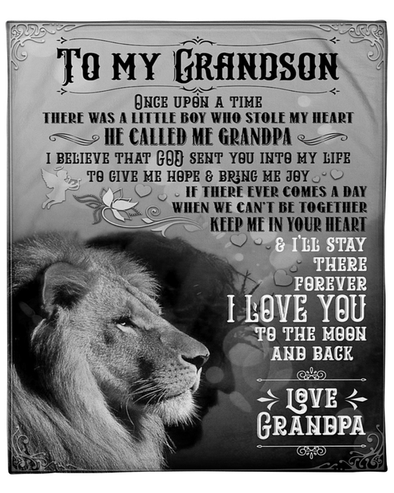 Personalized To My Grandson Blanket From Grandparents Lion Keep Me Deep In Your Heart Custom Name Gifts For Birthday
