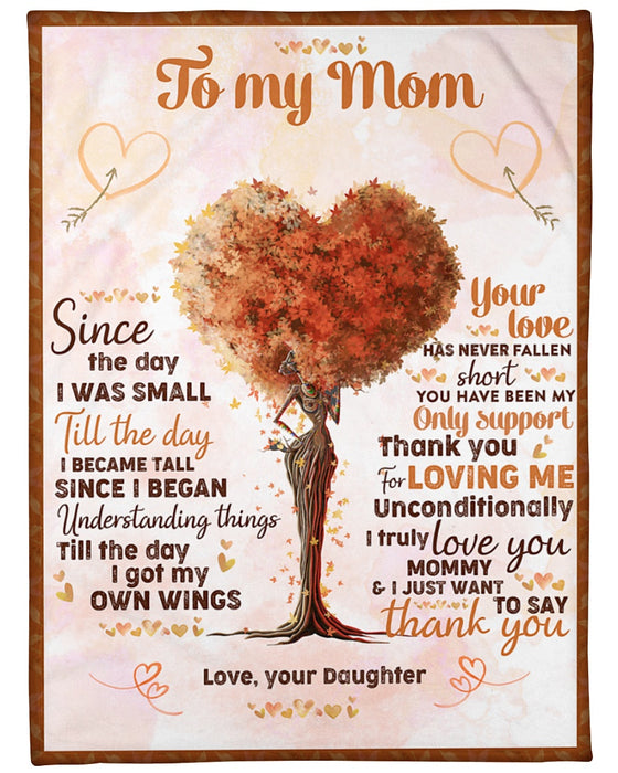 Personalized Blanket To My Mom From Daughter Beautiful Tree And Heart Print Custom Name Mother's Day Blanket
