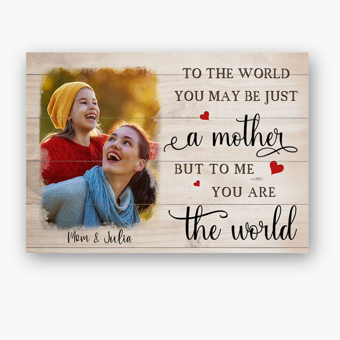 Personalized Canvas Wall Art For Mom From Kids To Me You're The World Custom Name Photo Canvas Poster Prints Home Decor