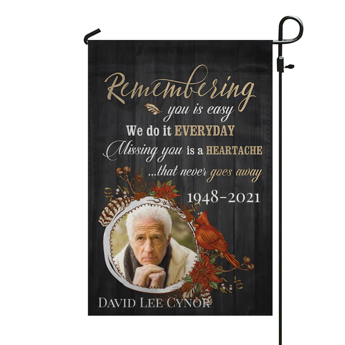 Personalized Memorial Gifts Flag For Family In Heaven Cardinal Missing You Custom Name Photo Cemetery Decoration