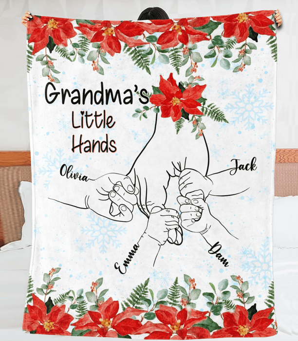 Personalized To My Grandma Blanket From Grandkids Little Hand In Hand Florals Custom Name Gifts For Birthday Christmas