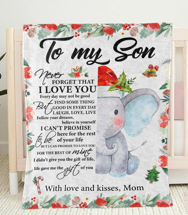 Personalized To My Son Blanket From Father Mother Custom Name Follow Your Dream Cute Elephant Holly Gifts For Christmas