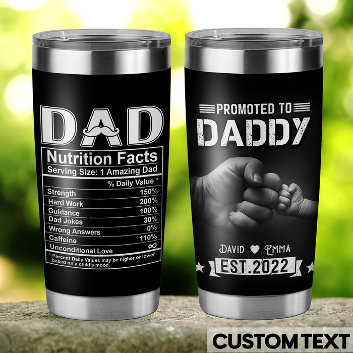 Personalized Tumbler For New Dad From Son Daughter Fist Bump Nutrition Custom Name Travel Cup Gifts For Birthday