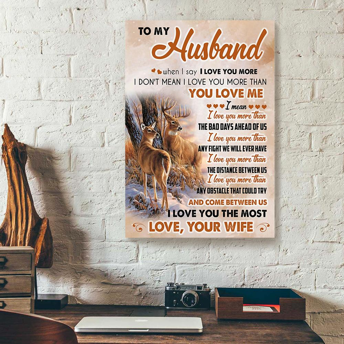Personalized To My Husband Canvas Wall Art Gifts From Wife Deer Couple When I Say I Love You Custom Name Poster Prints