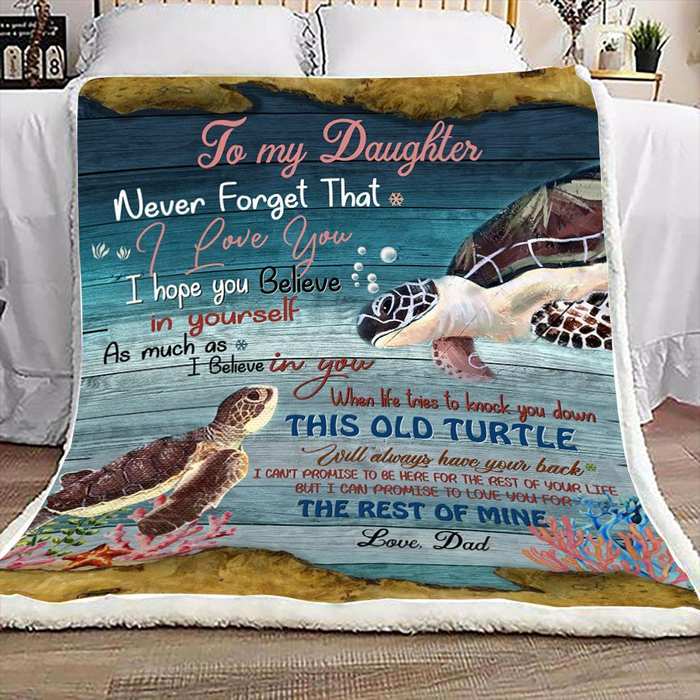 Personalized Vintage Premium Blanket To My Daughter This Old Turtle Fleece Blanket Custom Name