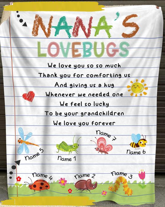 Personalized To My Grandma Love Bugs Insect Blanket From Grandkids We Love You So So Much Custom Grandkids Names