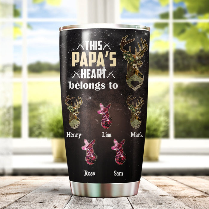 Personalized Tumbler Gifts For Grandpa From Grandkids Vintage Deer Hunting Lovers Camouflage Custom Name Travel Cup