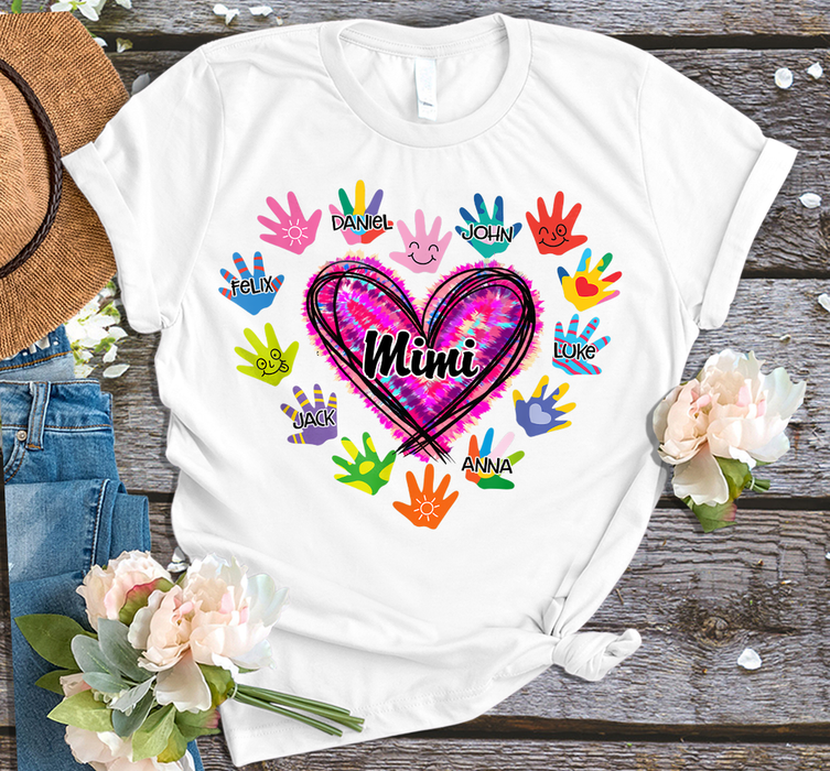 Personalized Grandma Shirt With Grandkids Flower Heart t Shirt