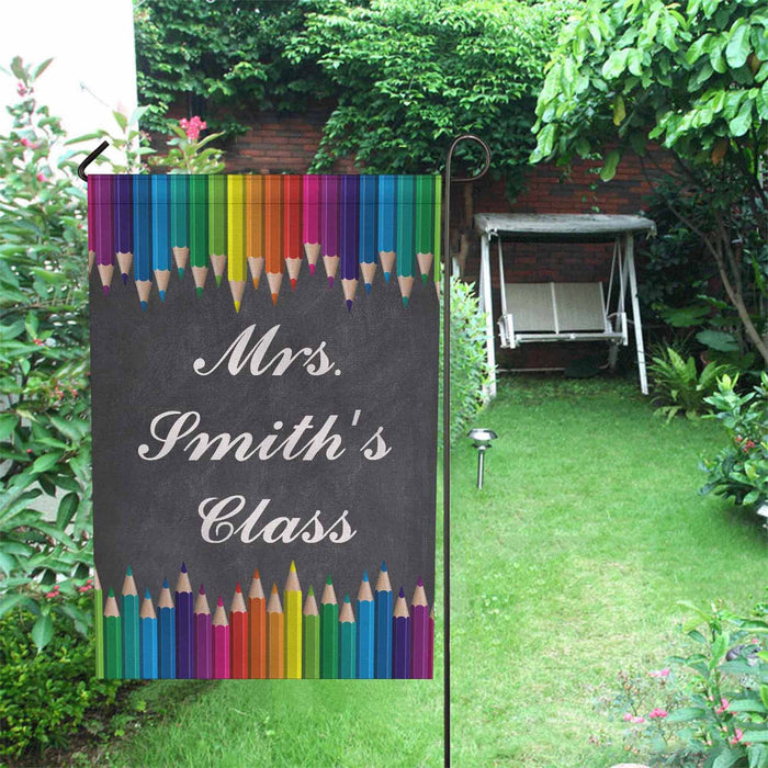 Personalized Back To School Flag Gifts For Teacher Colorful Crayons Class Custom Name Welcome Classroom Entry Sign Flag