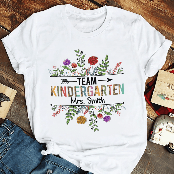 Personalized Matching T-Shirt For Teachers & Students Team Kindergarten Custom Name Back To School Outfit