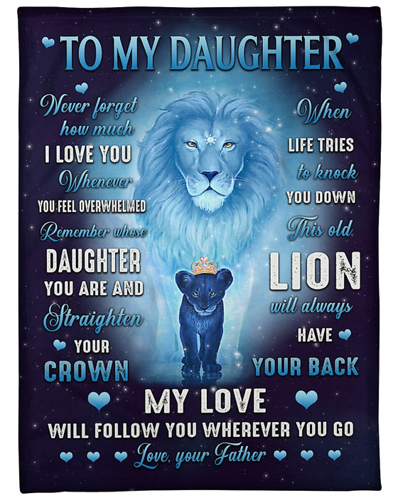 Personalized To My Daughter Blanket From Mom Dad Lion Follow Whenever You Go Custom Name Gifts For Birthday