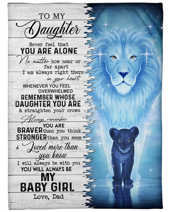 Personalized Blanket To My Daughter From Vintage Design Dad Old & Baby Lion Print Wooden Background Custom Name